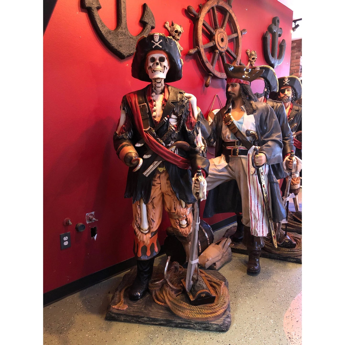 Pirate Captain Hook Skeleton Life Size Statue