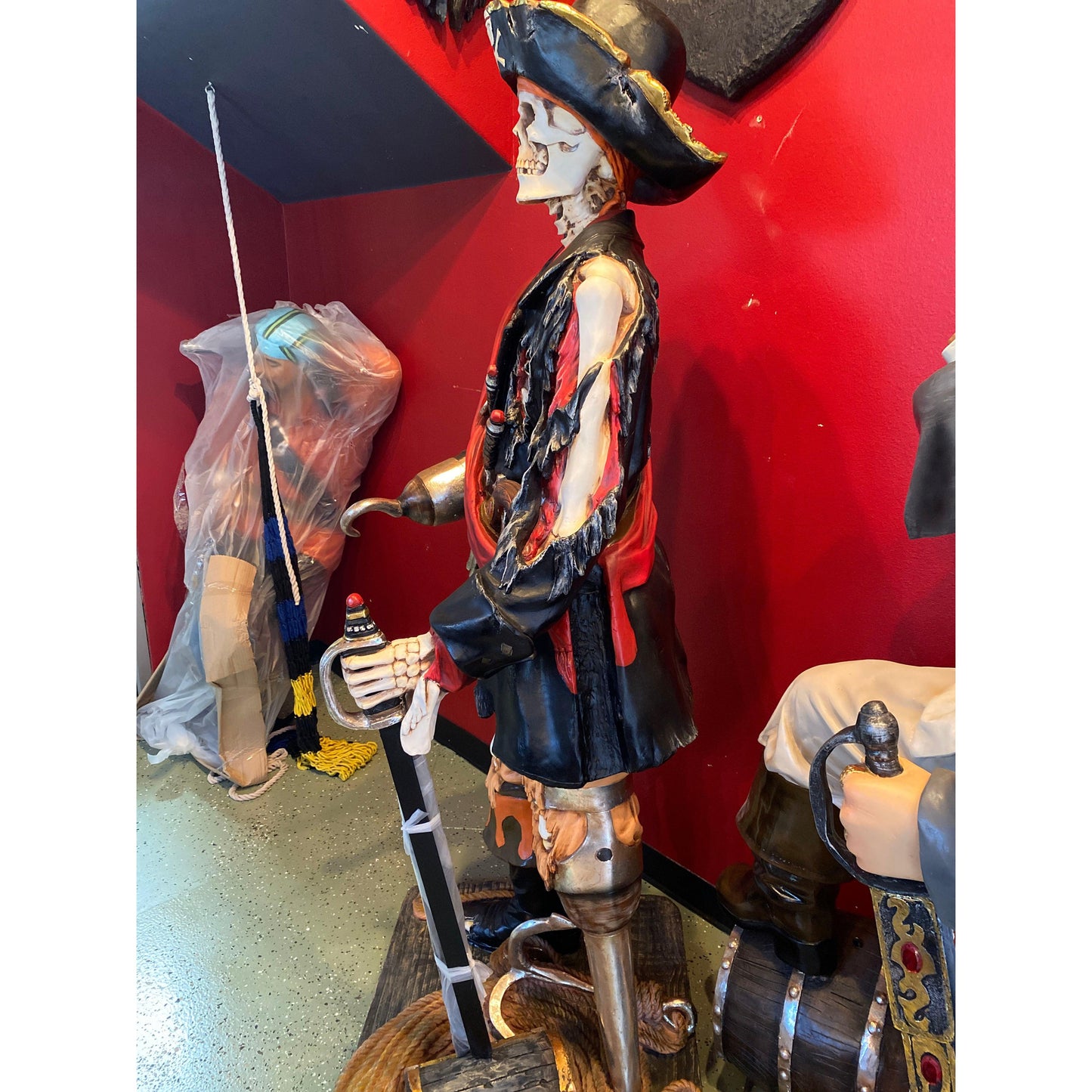 Pirate Captain Hook Skeleton Life Size Statue - LM Treasures Prop Rentals 