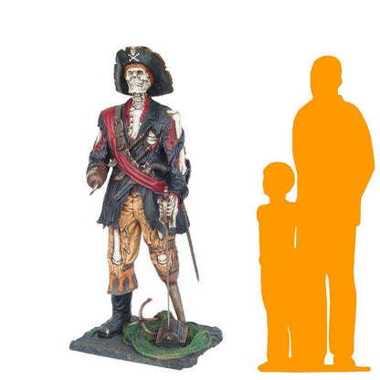 Pirate Captain Hook Skeleton Life Size Statue