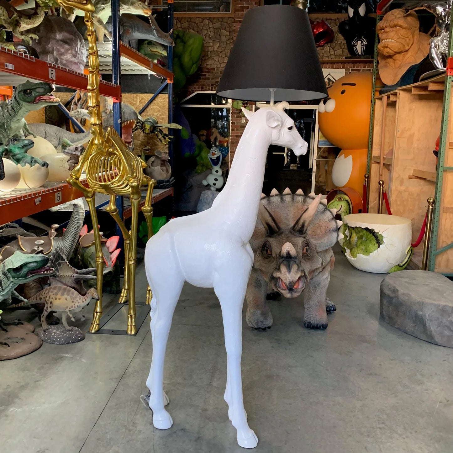 White Baby Giraffe Lamp Statue