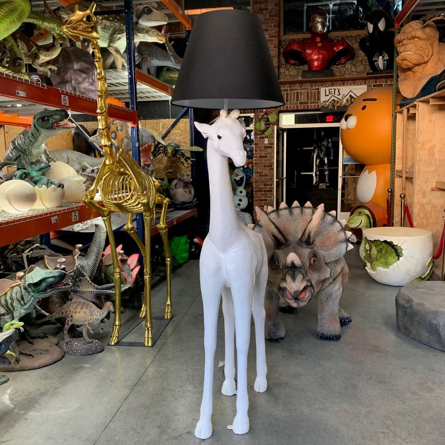 White Baby Giraffe Lamp Statue