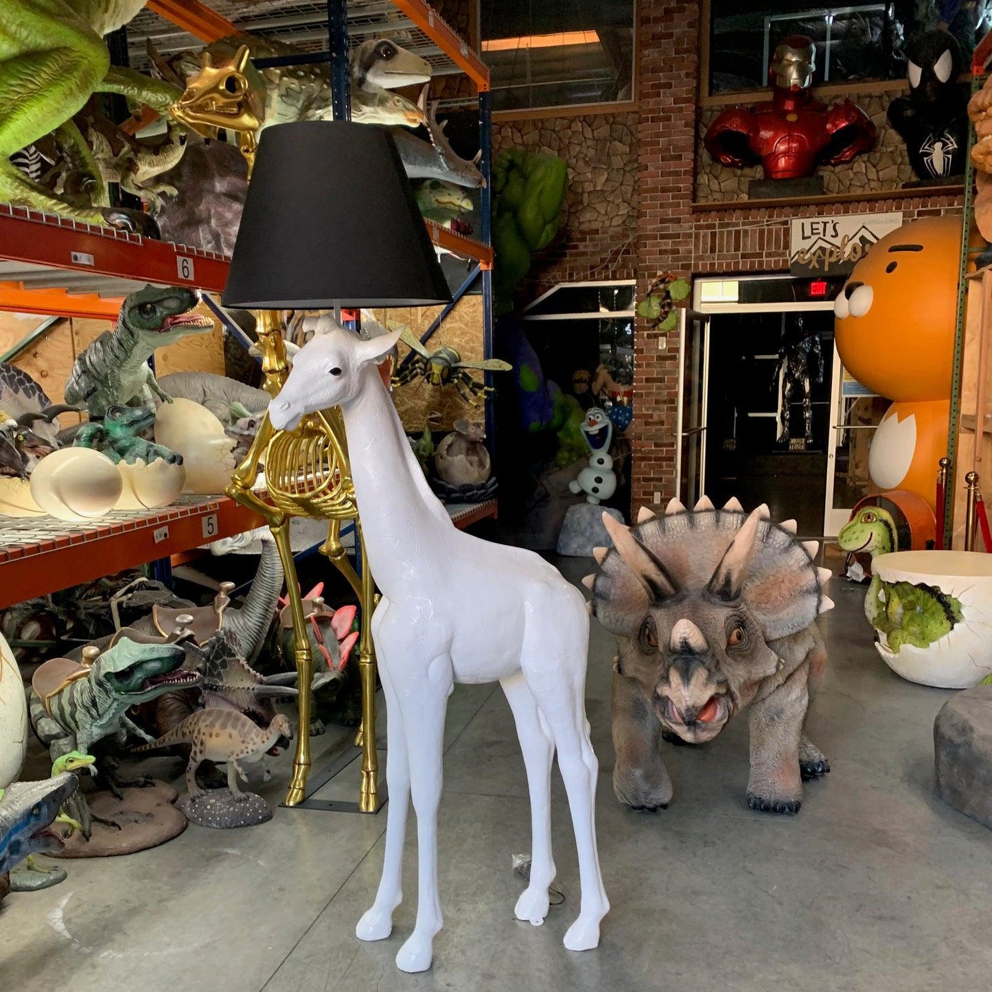 White Baby Giraffe Lamp Statue