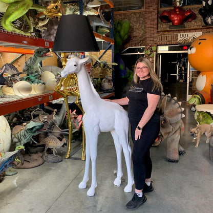 White Baby Giraffe Lamp Statue