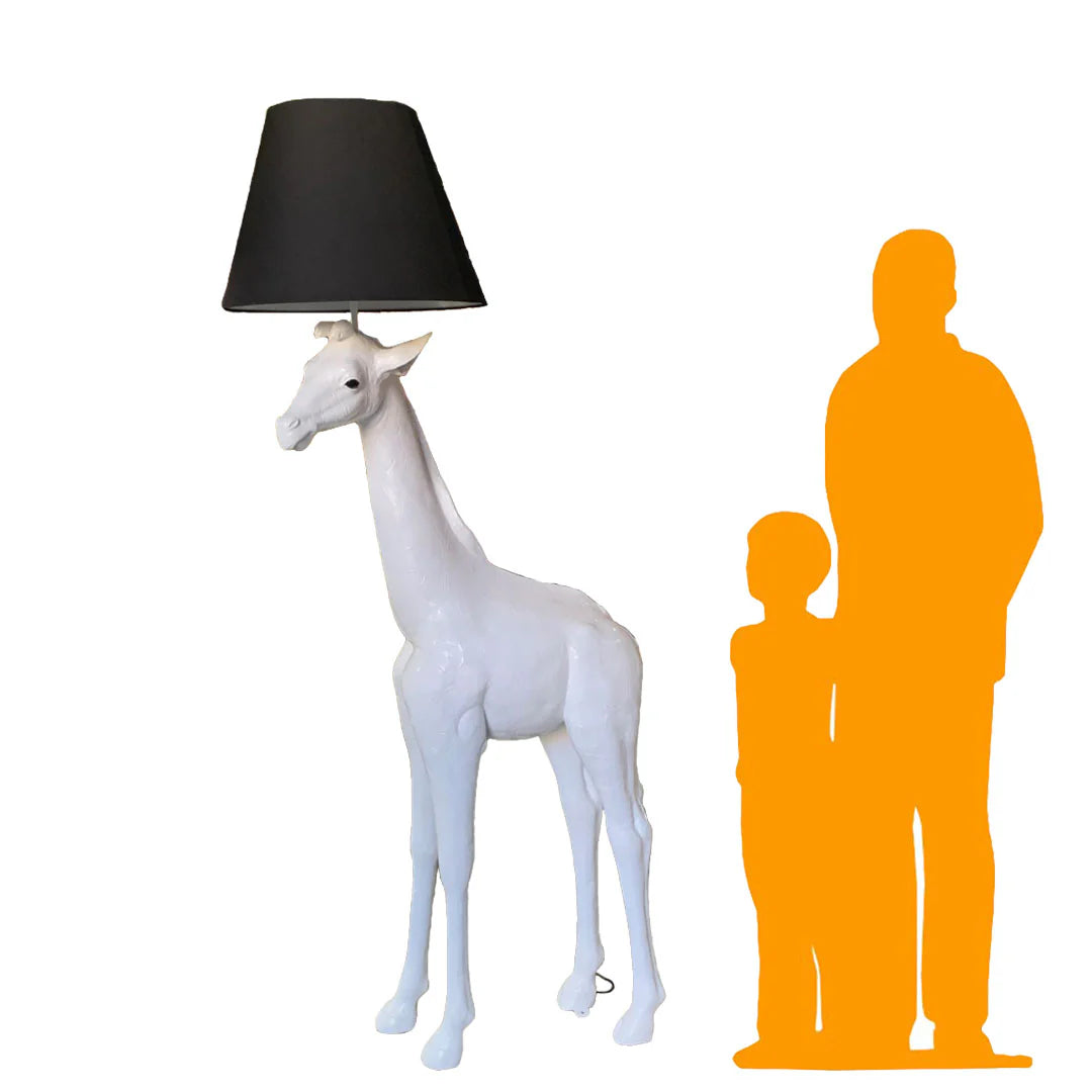 White Baby Giraffe Lamp Statue