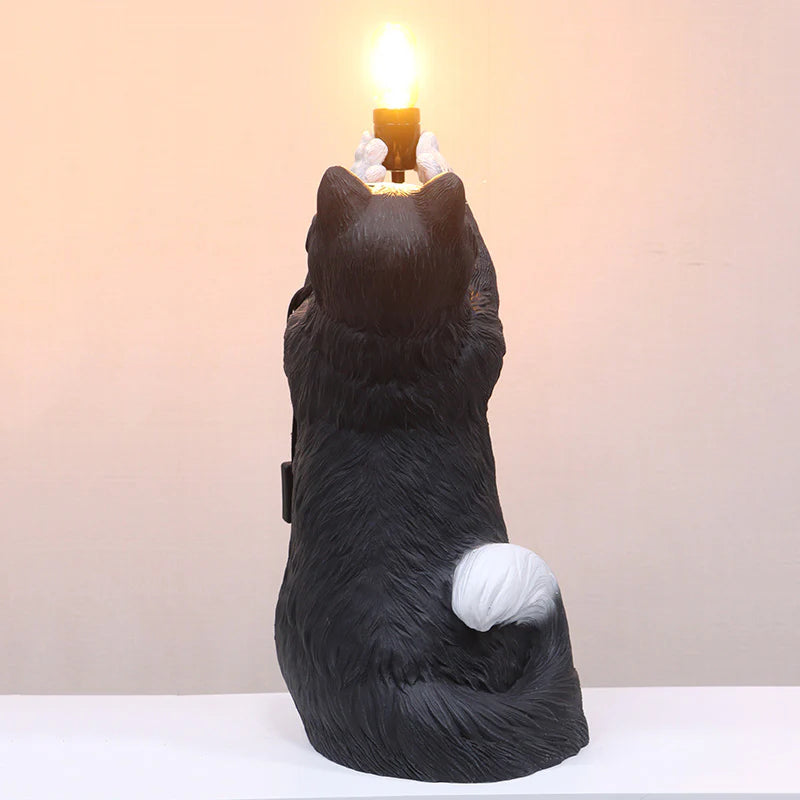 Maine Coon Cat Light Table Top Lamp Statue