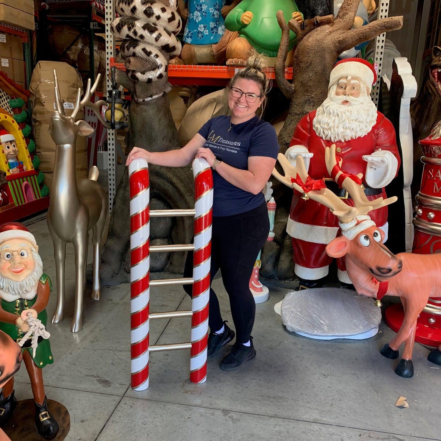Candy Cane Ladder Statue - LM Treasures Prop Rentals 