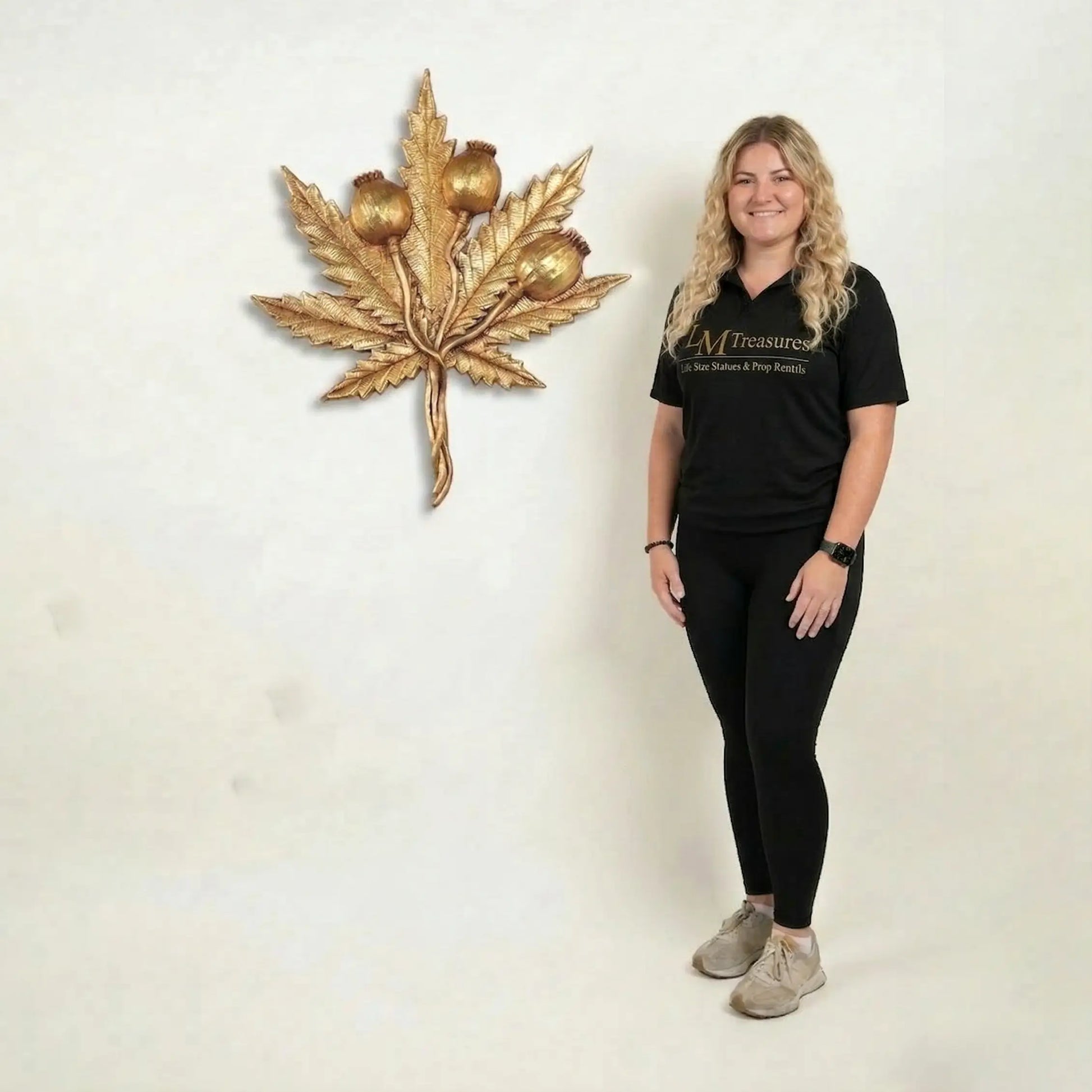 Gold Cannabis Marijuana Weed Leaf Wall Decor M0119-150020-H
