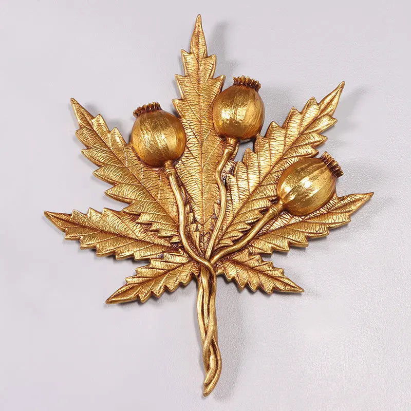 Gold Cannabis Marijuana Weed Leaf Wall Decor M0119-150020-H