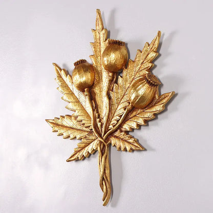 Gold Cannabis Marijuana Weed Leaf Wall Decor M0119-150020-H