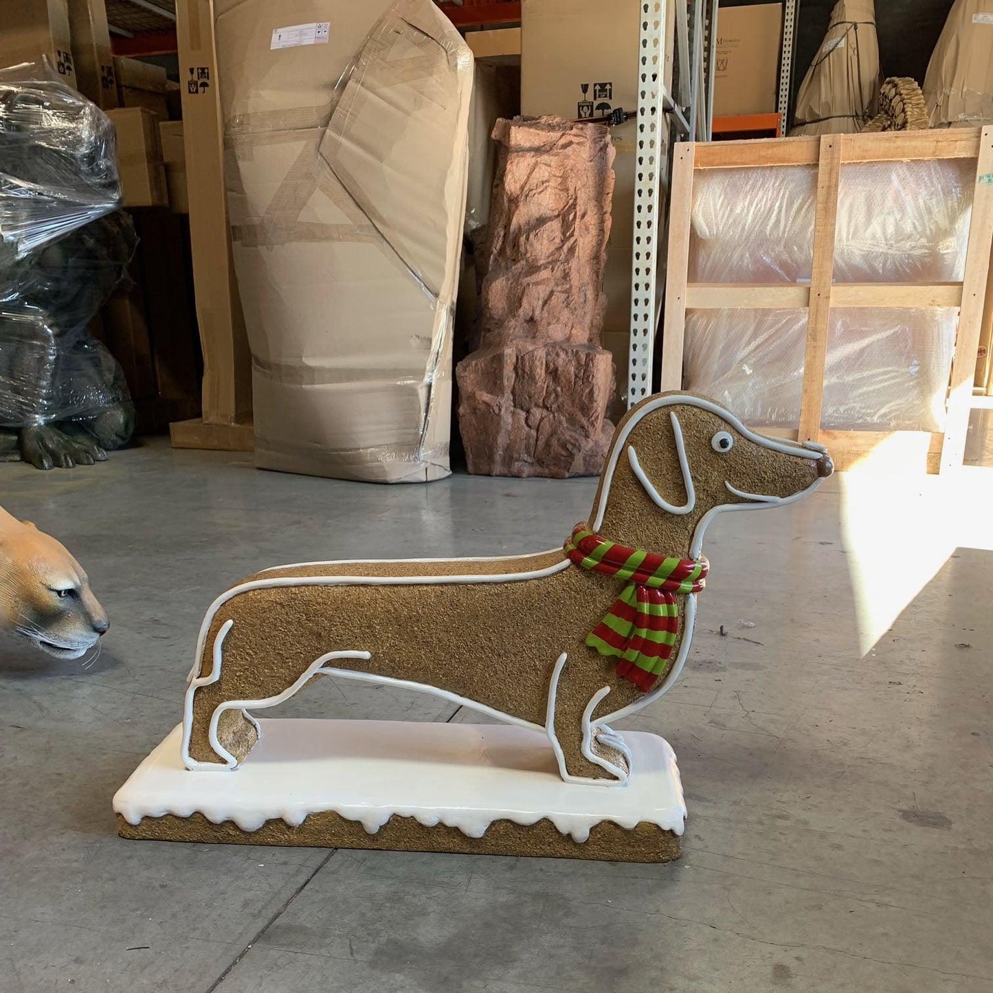 Dog Gingerbread Cookie Statue - LM Treasures Prop Rentals 