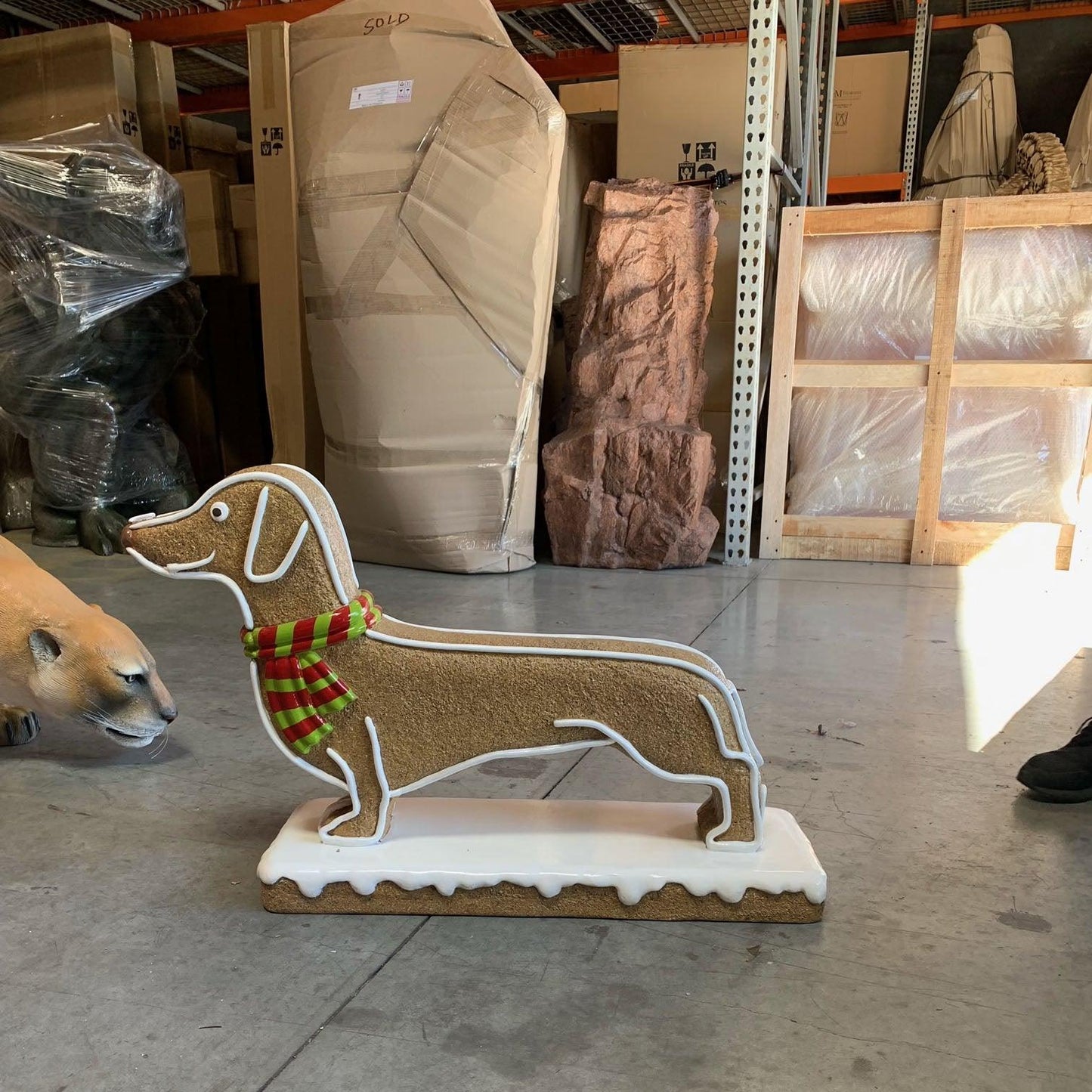 Dog Gingerbread Cookie Statue - LM Treasures Prop Rentals 