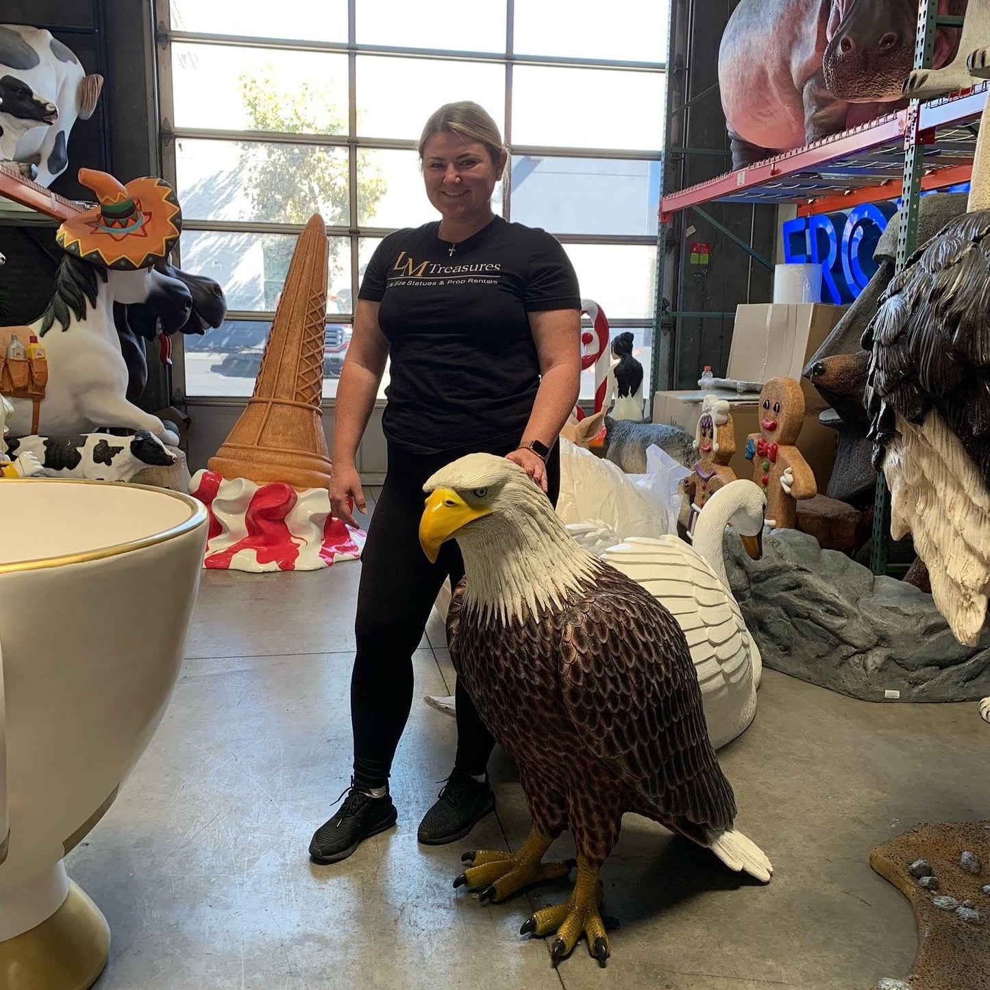 Standing American Bald Eagle Statue