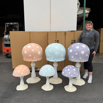 Small Pastel Purple Round Mushroom Statue