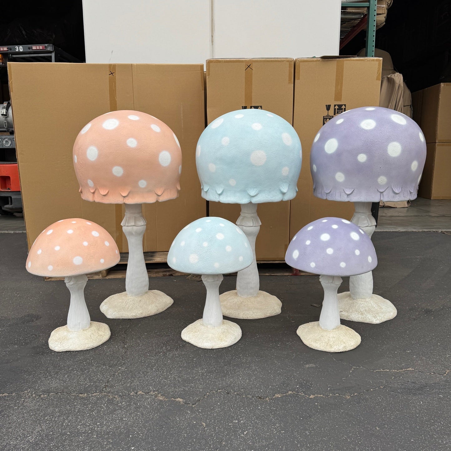 Large Pastel Blue Round Mushroom Statue