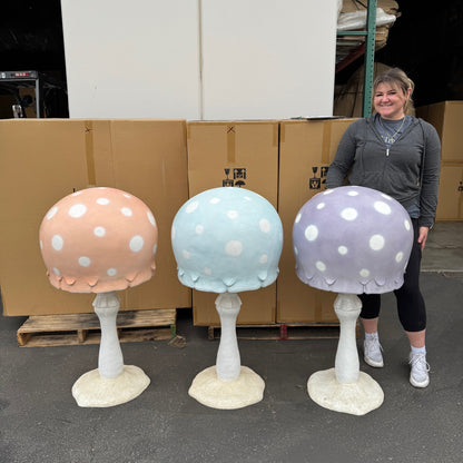 Large Pastel Peach Round Mushroom Statue