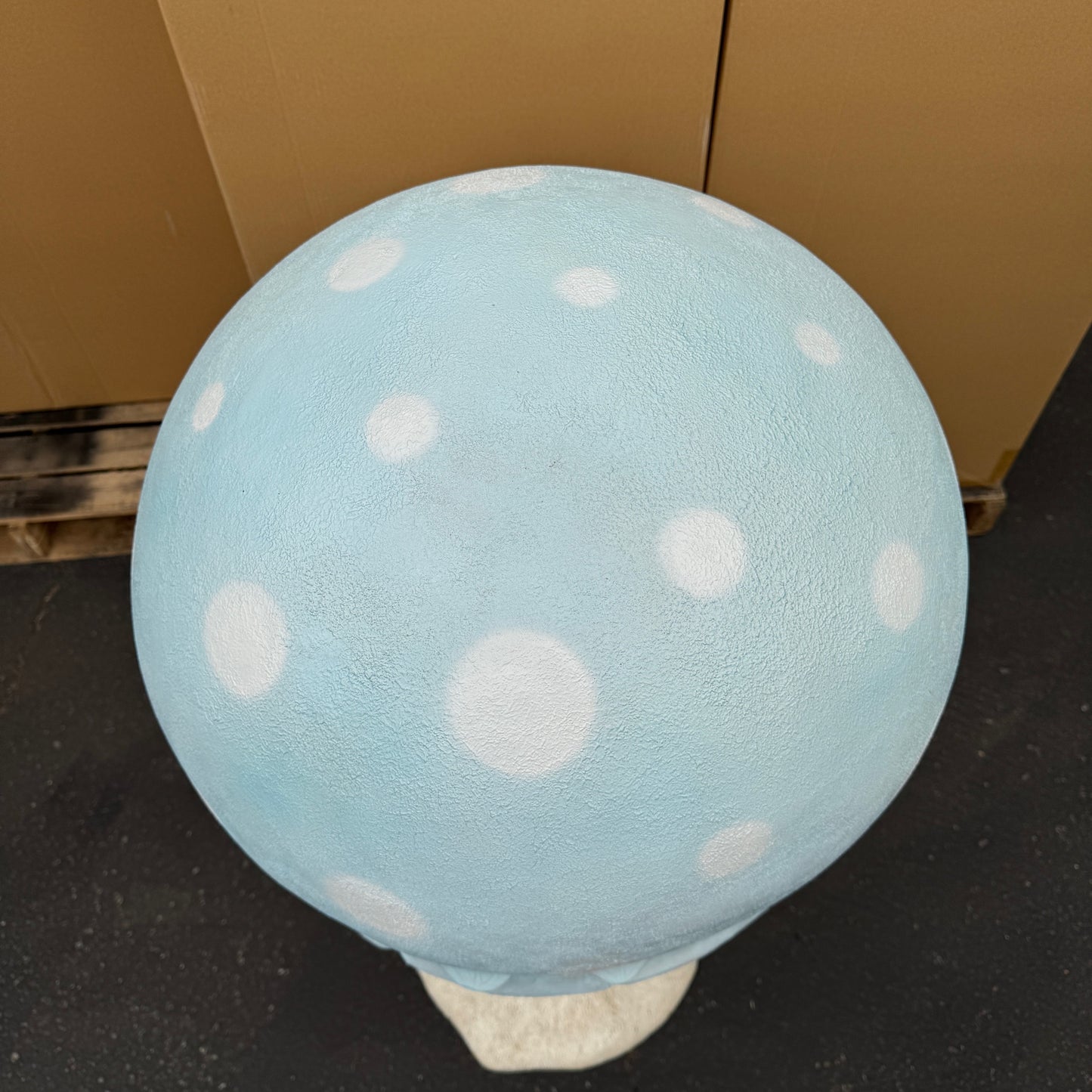 Large Pastel Blue Round Mushroom Statue