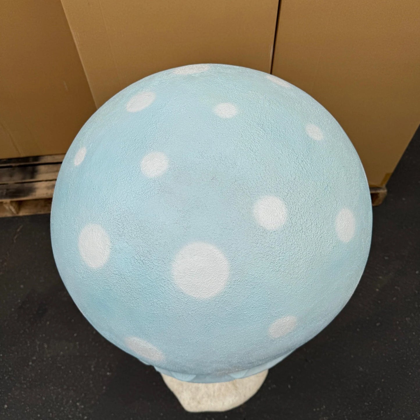 Large Pastel Blue Round Mushroom Statue