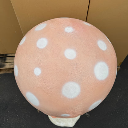 Large Pastel Peach Round Mushroom Statue