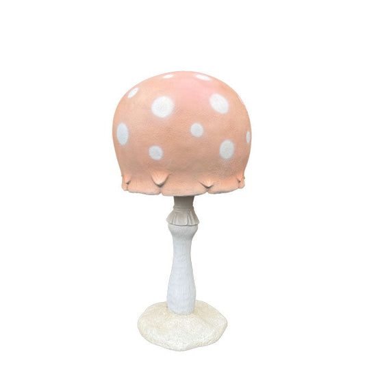 Large Pastel Peach Round Mushroom Statue