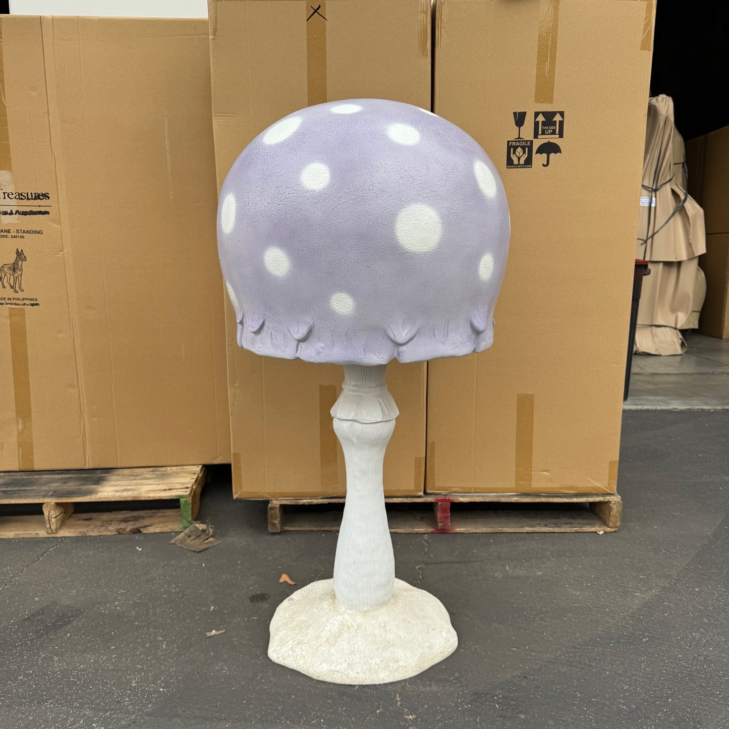 Large Purple Round Mushroom Statue