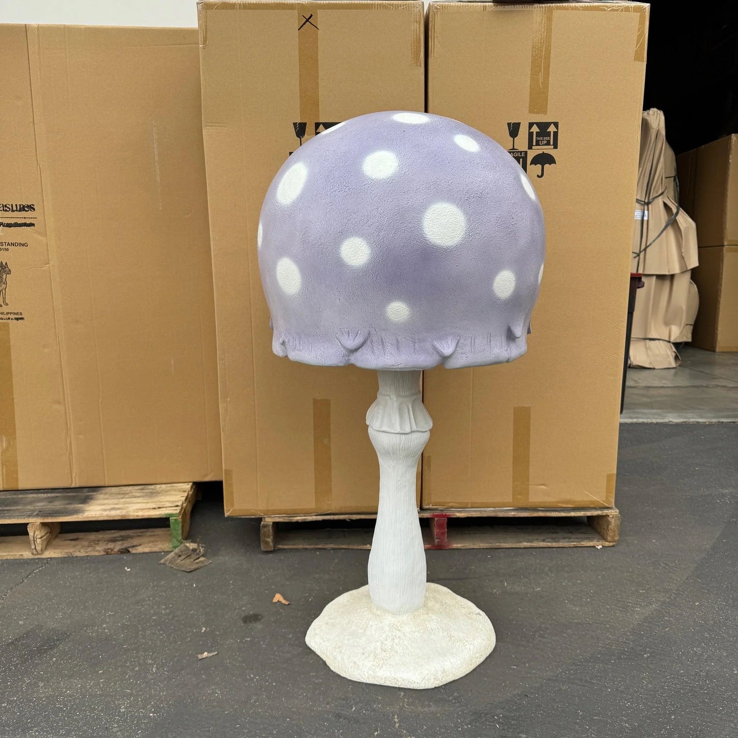 Large Purple Round Mushroom Statue