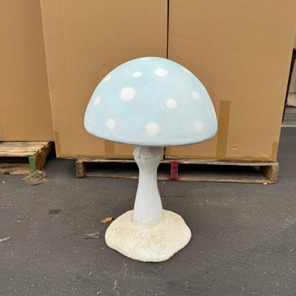 Small Pastel Blue Round Mushroom Statue