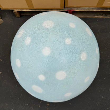 Small Pastel Blue Round Mushroom Statue