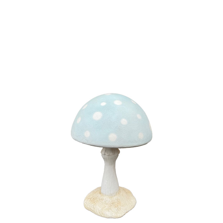 Small Pastel Blue Round Mushroom Statue