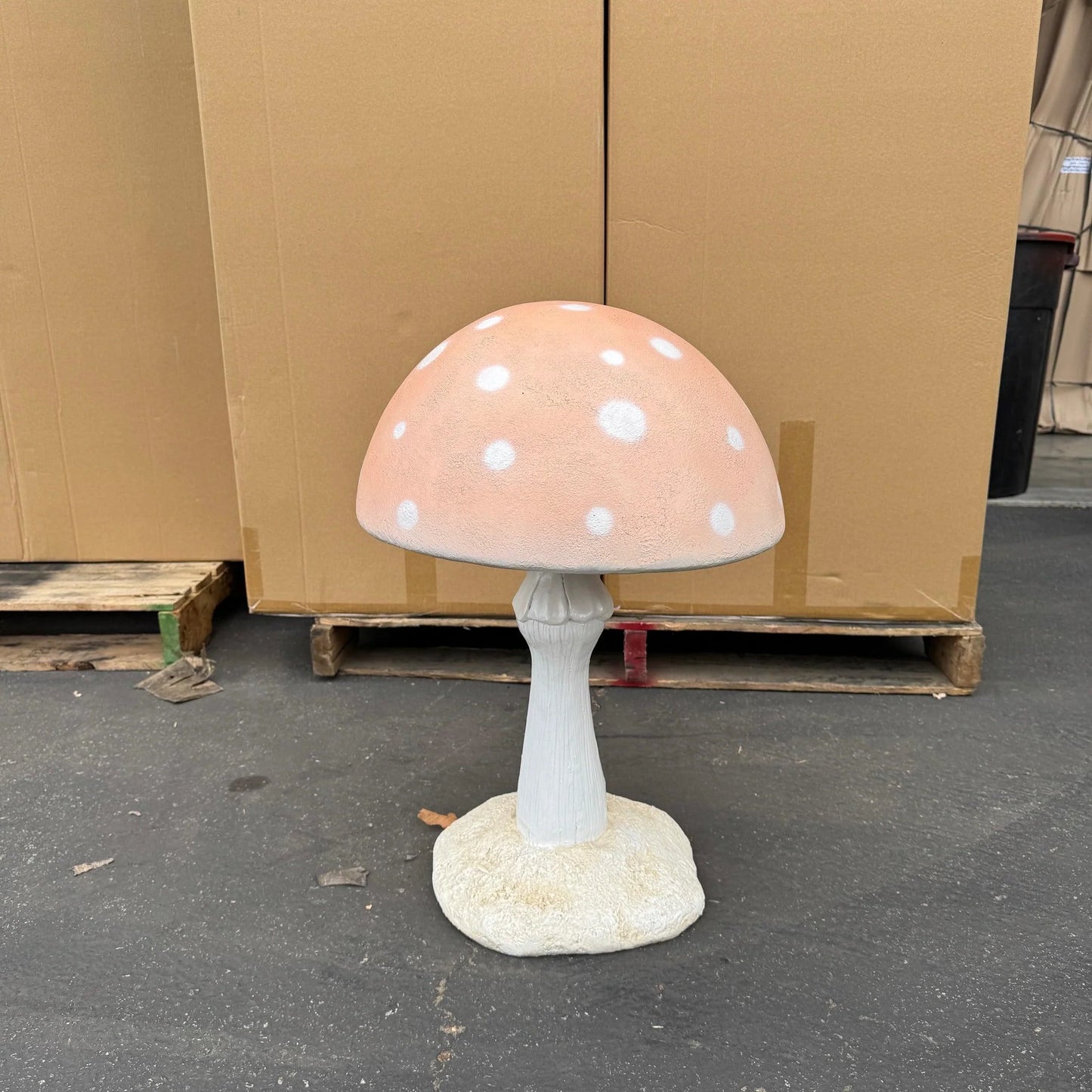 Small Pastel Peach Round Mushroom Statue