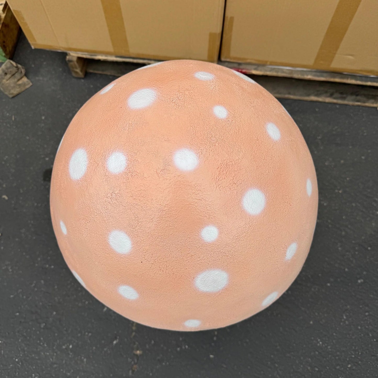 Small Pastel Peach Round Mushroom Statue