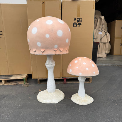 Small Pastel Peach Round Mushroom Statue