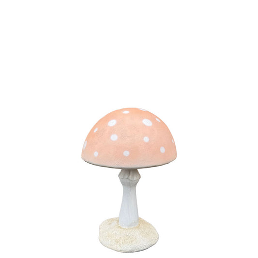 Small Pastel Peach Round Mushroom Statue