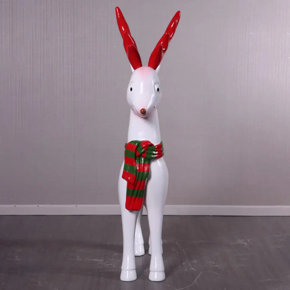 Comic White Christmas Reindeer Statue S0036-230119-H