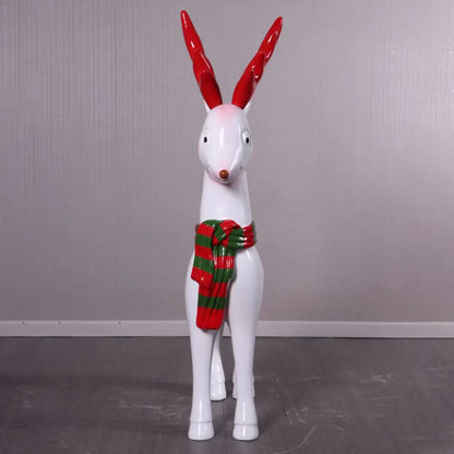 Comic White Christmas Reindeer Statue S0036-230119-H