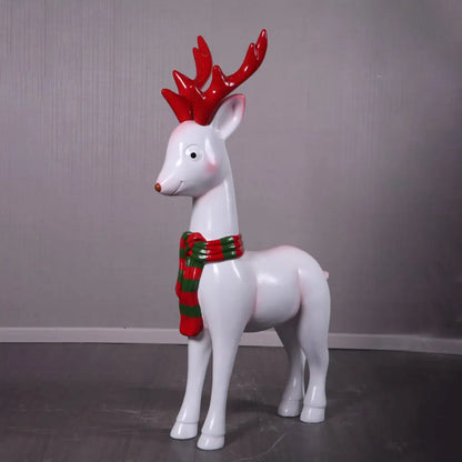 Comic White Christmas Reindeer Statue S0036-230119-H