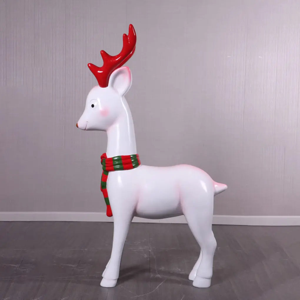 Comic White Christmas Reindeer Statue S0036-230119-H