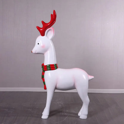Comic White Christmas Reindeer Statue S0036-230119-H