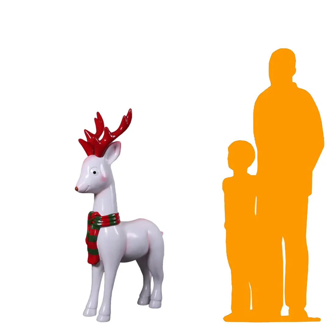 Comic White Christmas Reindeer Statue S0036-230119-H