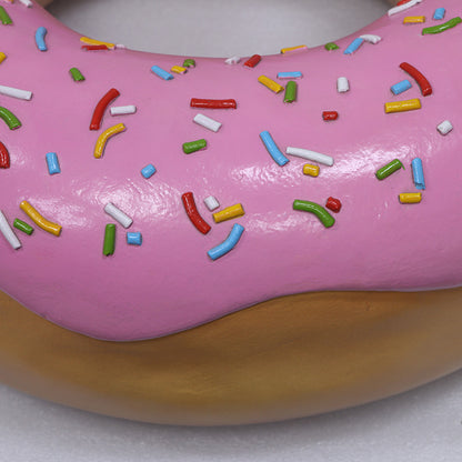Large Pink Donut with Rainbow Sprinkles Statue