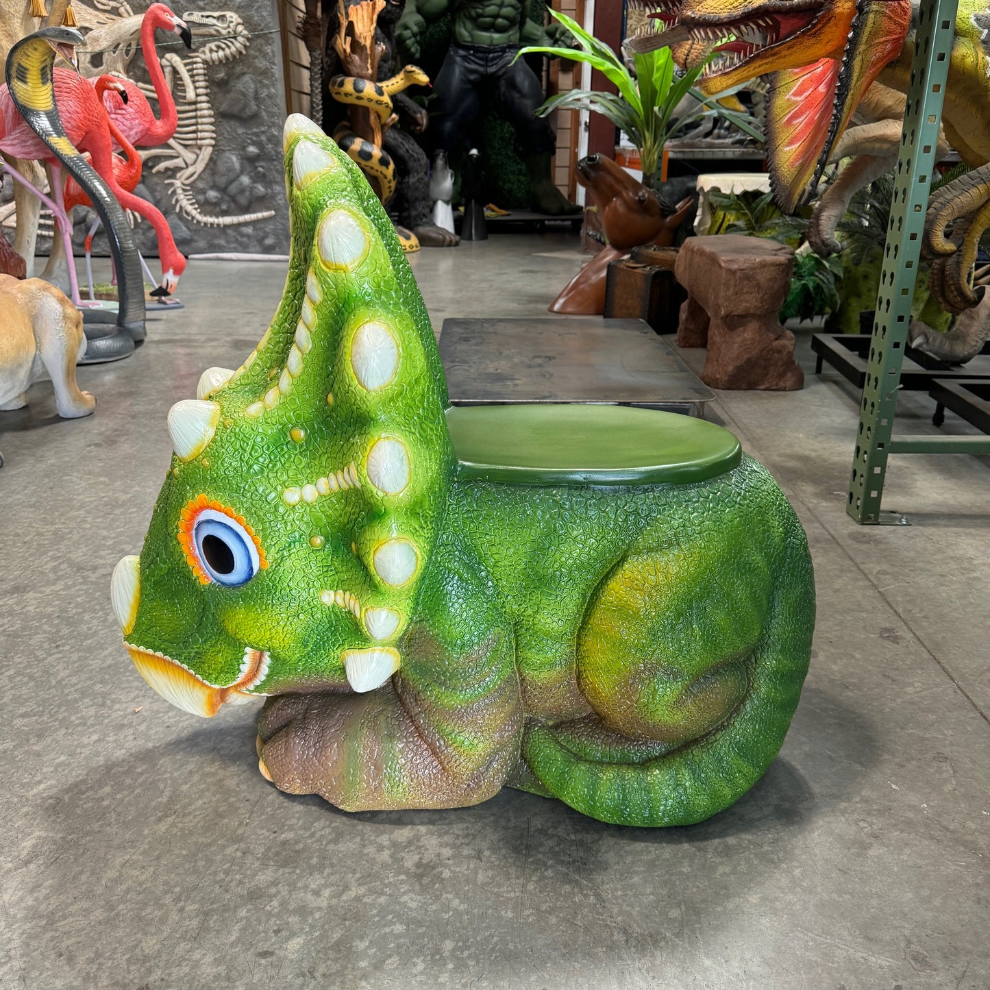 Child's Triceratops Dinosaur Chair Statue