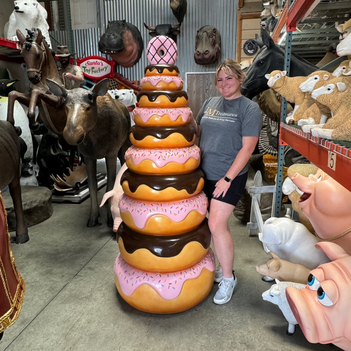 Large Stacked Donut Tree Statue