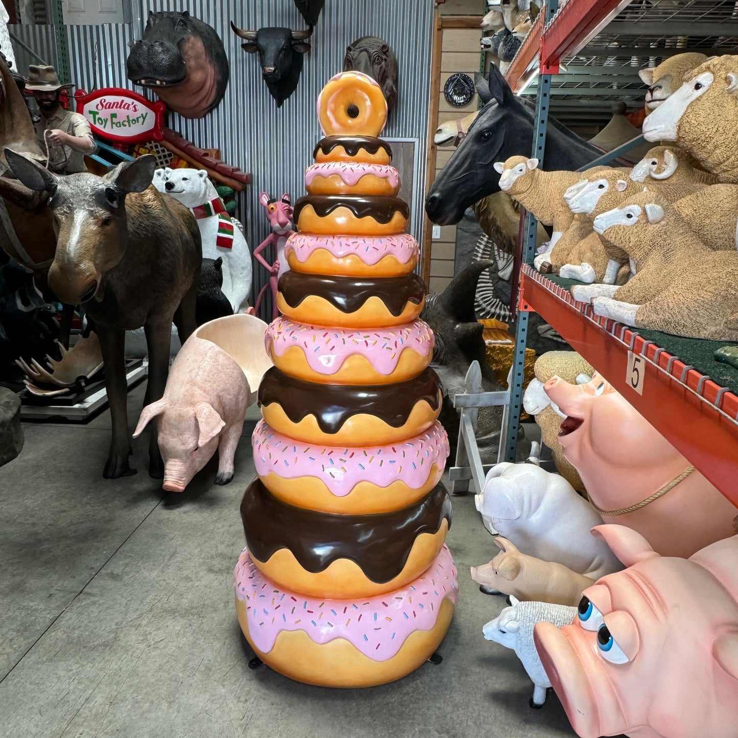 Large Stacked Donut Tree Statue