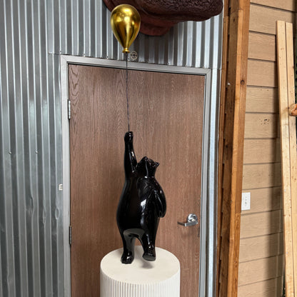 Black Bear with Balloon on Pedestal Statue F0111B-240117-H