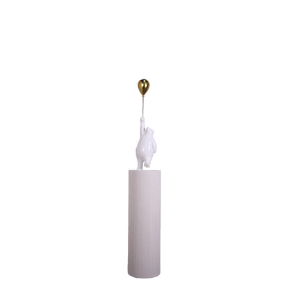 White Bear with Balloon on Pedestal Statue