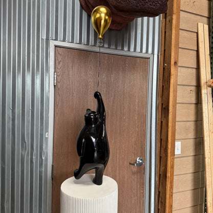 Black Bear with Balloon on Pedestal Statue F0111B-240117-H