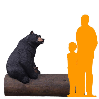 Black Bear on Tree Trunk Statue