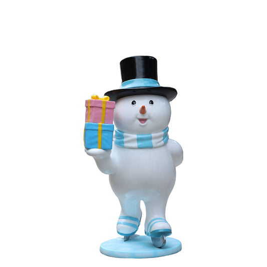 Ice Skating Snowman Father Statue