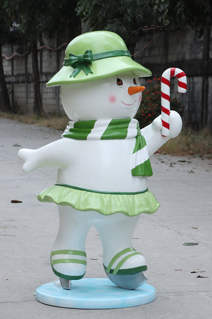 Ice Skating Snowman Mother Statue