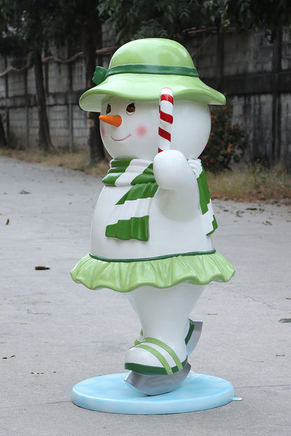 Ice Skating Snowman Mother Statue