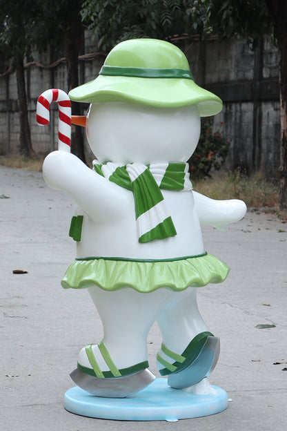Ice Skating Snowman Mother Statue